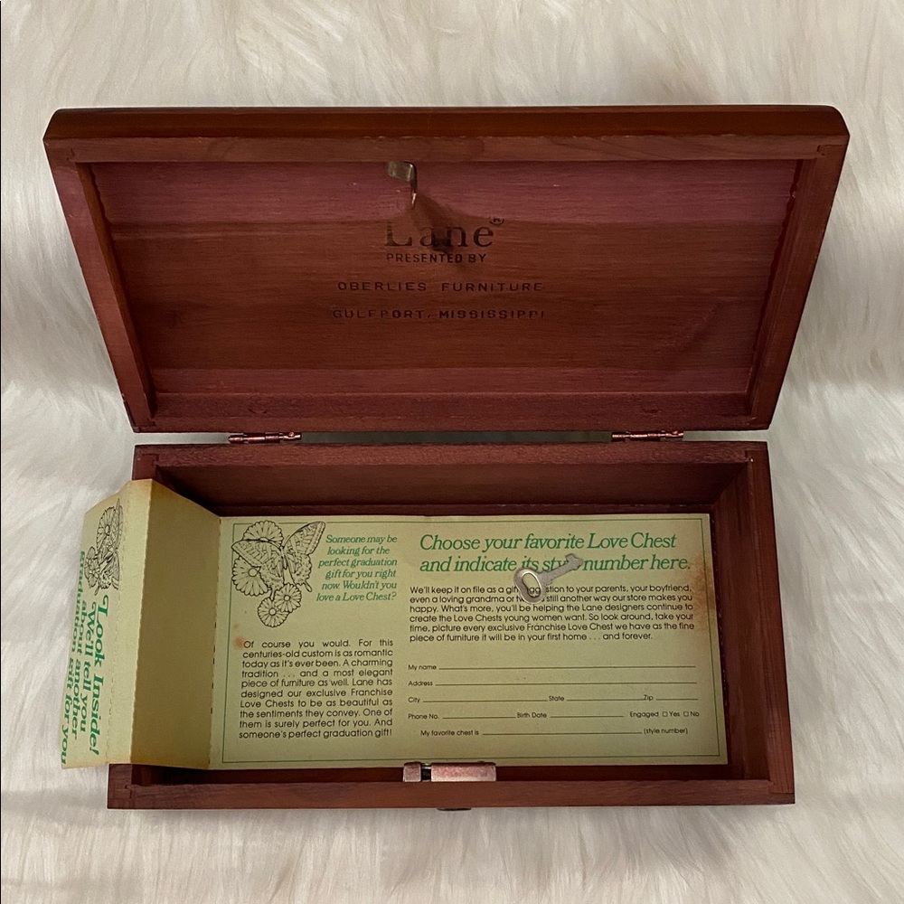 LANE Furniture Company Mini Cedar Chest with Original Key/Insert, Original Owner